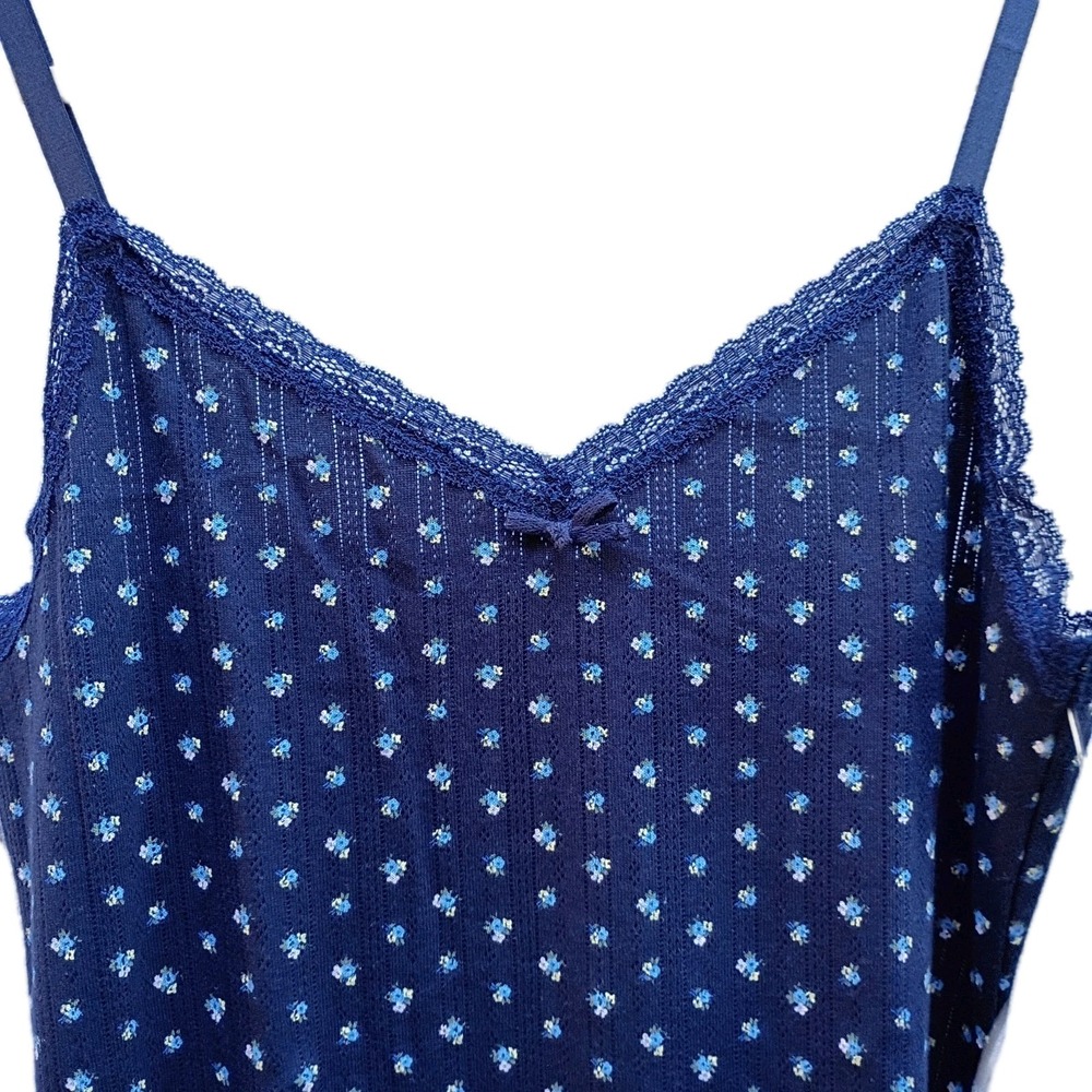 Gap Women Floral Lace Pointelle Slip Dress Navy Blue Ditsy Size M 769995-00-1